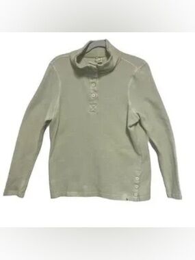 Life Integrity Earth Women's Green White Striped 3/4 Button Opening Shirt Top